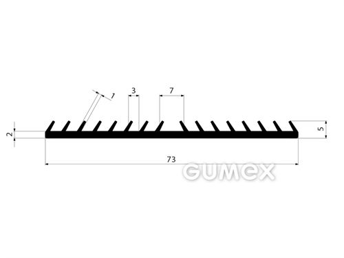 Geformtes Gummiprofil, 5x73mm, 70°ShA, EPDM, -40°C/+100°C, schwarz, 